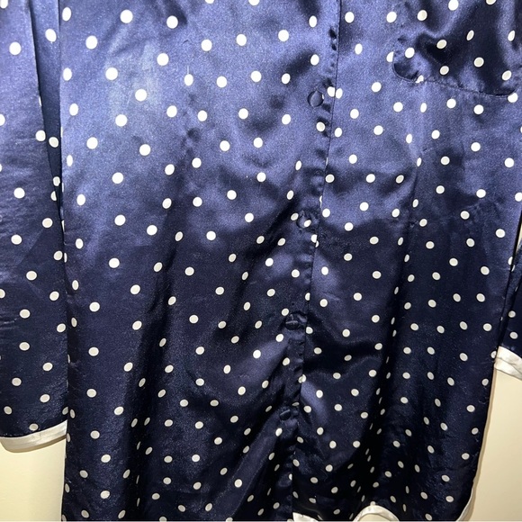 Victoria’s Secret Vintage Button Front Sleep Shirt Navy Polka Dotted Size Large - Picture 6 of 8